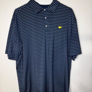 Masters Navy and teal Striped Polo Shirt